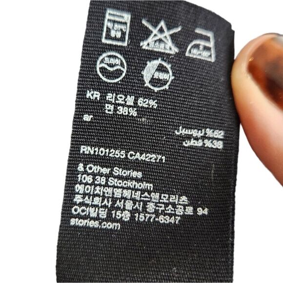 AND OTHER STORIES Dress Womens 8 Blue Floral Fit Flare Shirtdress Long Sleeve - Picture 9 of 10